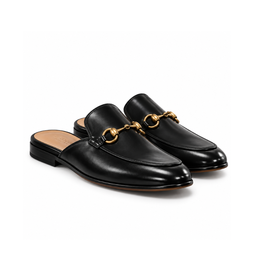 Classic Black Horsebit Mule Loafers