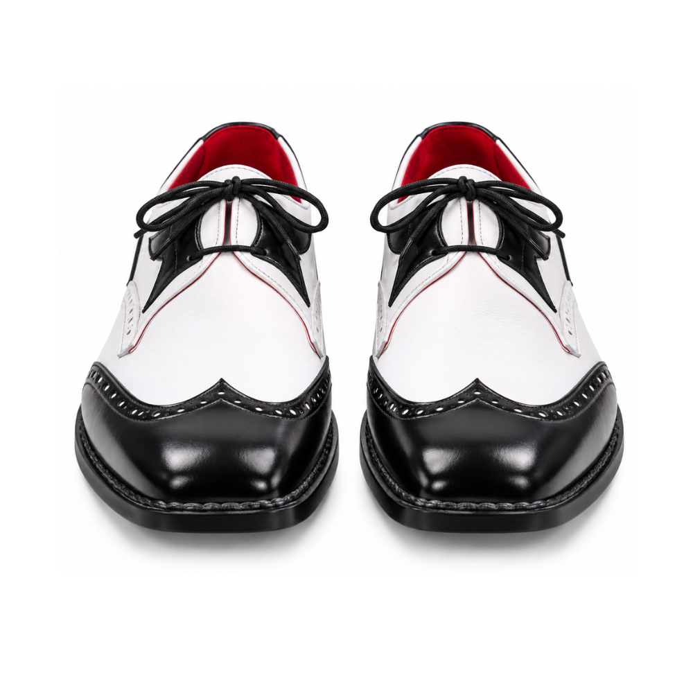 Men’s Classic Black & White Wingtip Dress Shoes