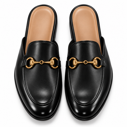 Classic Black Horsebit Mule Loafers