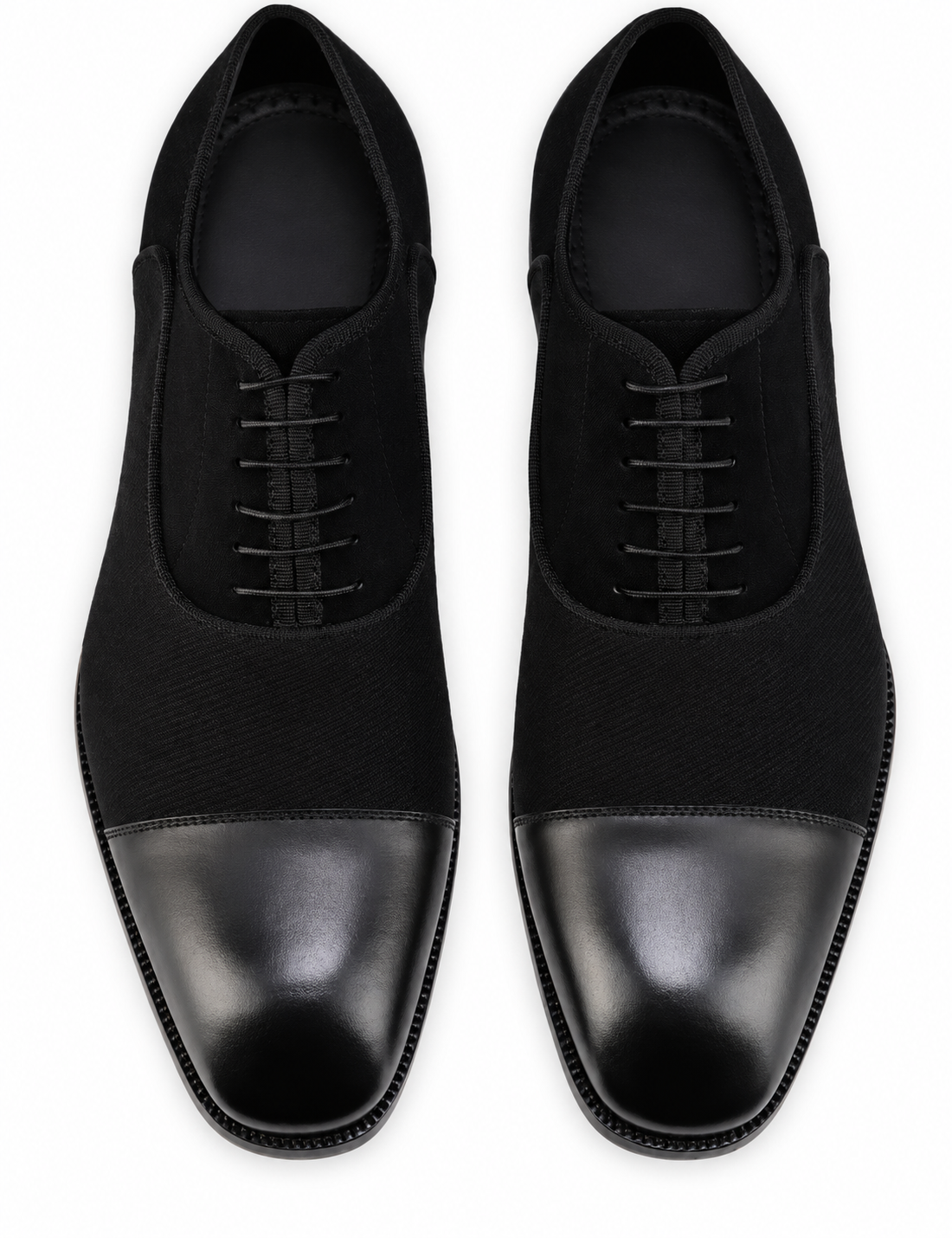 Men’s Black Knit &amp; Leather Formal Dress Shoes