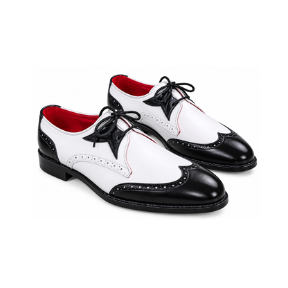 Men’s Classic Black &amp; White Wingtip Dress Shoes