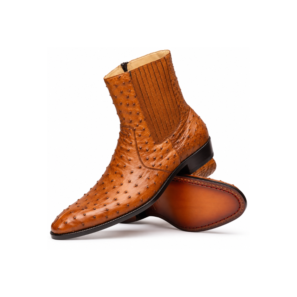 Premium Brown Exotic-Pattern Ankle Boots