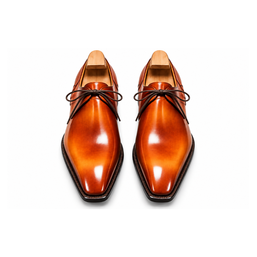Men’s Premium Tan Leather Lace-Up Dress Shoes