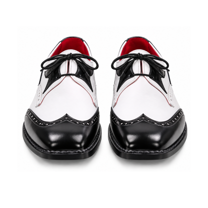 Men’s Classic Black &amp; White Wingtip Dress Shoes
